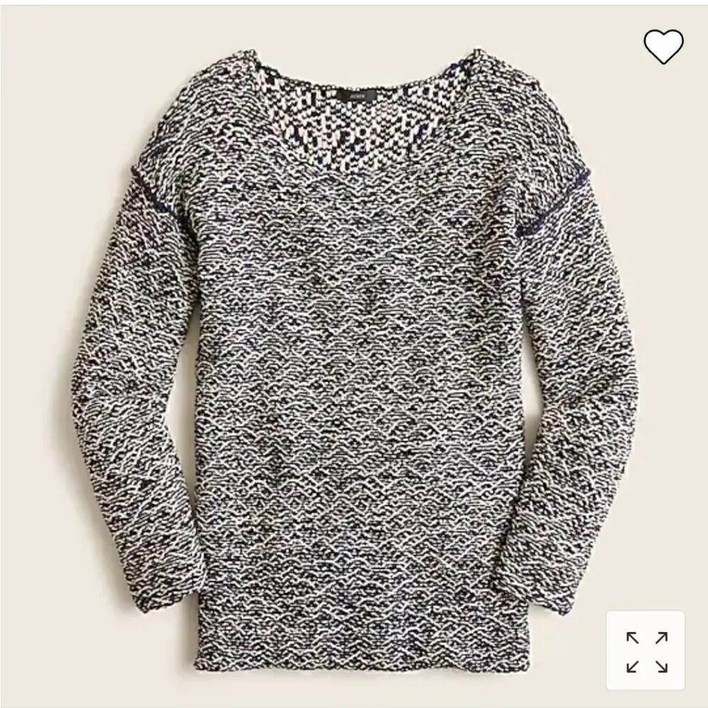 J CREW Sweater Tunic Boatneck Marled Cotton Blend